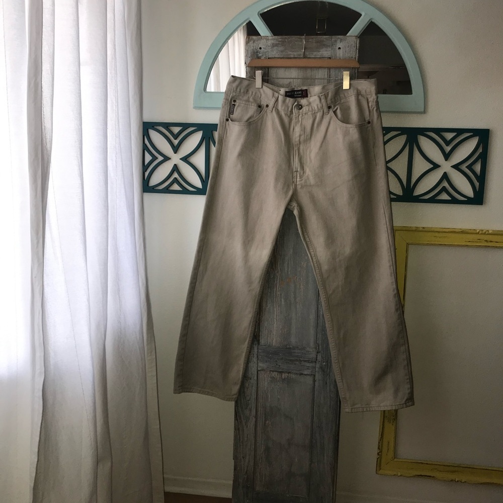 Oscar Jeans mens 42 x 30 / Fit 40 x 29 Khaki Beige - 100% Cotton Denim